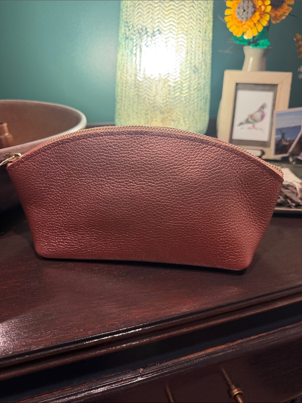 Portland Leather Pebbled Cosmetic Pouch Supernova Pink Eclipse Unicorn